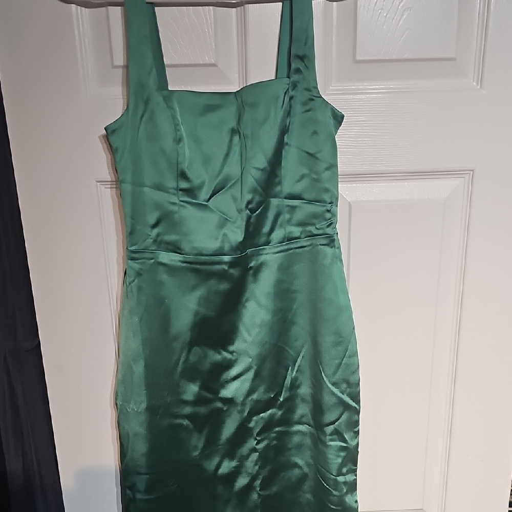 Elegant Green Satin Dress